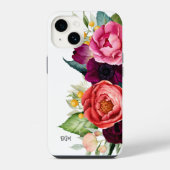 Rustieke Boho Bloem met Monogram iPhone Hoesje (Achterkant)