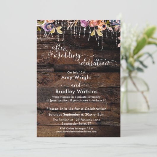 Rustieke Boho Bloem na de bruiloftsfeestelijkheid Kaart (Staand voorkant)