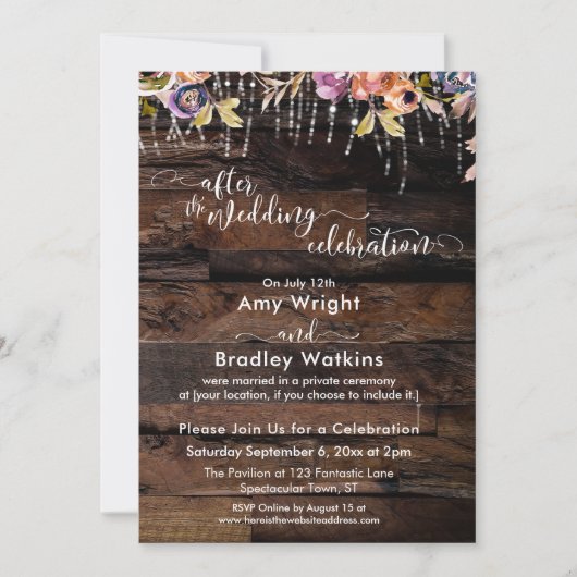 Rustieke Boho Bloem na de Bruiloftsviering Kaart (Voorkant)