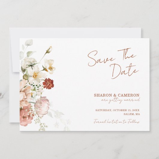 Rustieke Boho Bloem Tuin Bruiloft Save The Date (Voorkant)