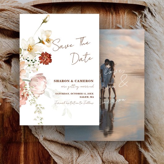 Rustieke Boho Bloem Tuin Bruiloft Save The Date