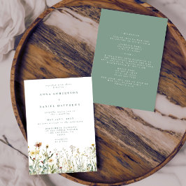 Rustieke Boho Bloemen Alles in één bruiloft Kaart