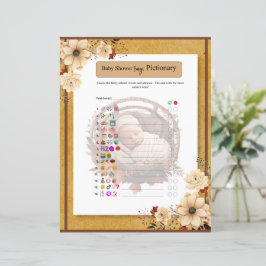 Rustieke Boho Bloemen Baby shower Emoji Game