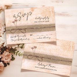 Rustieke Boho Bloemen Blush Hout Wildflower Weddin RSVP Kaartje