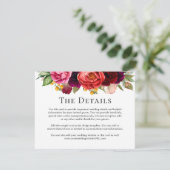 Rustieke Boho Bloemen Bruiloft Details Informatie Informatiekaartje (Staand voorkant)