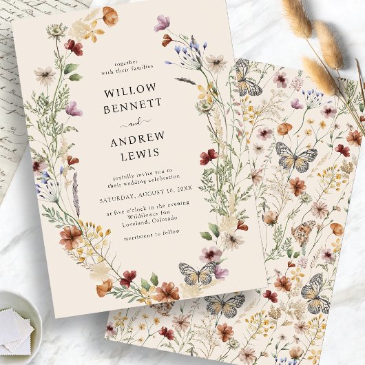 Rustieke Boho Bloemen Bruiloft Kaart