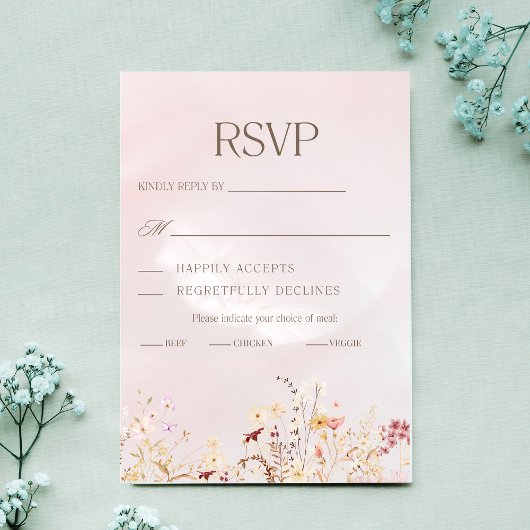 Rustieke Boho Bloemen Bruiloft RSVP Kaart