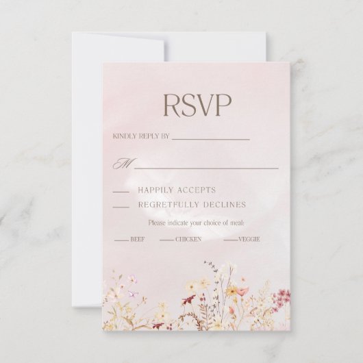 Rustieke Boho Bloemen Bruiloft RSVP Kaart (Voorkant)