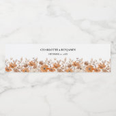 Rustieke Boho Bloemen Bruiloft Waterfles Etiket (Enkel label)