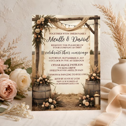 Rustieke Boho Bloemen Bruiloftsinvatie Kaart