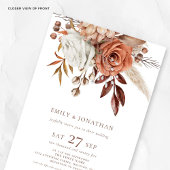 Rustieke Boho Bloemen Bruine Tekst QR Code Huwelij Kaart