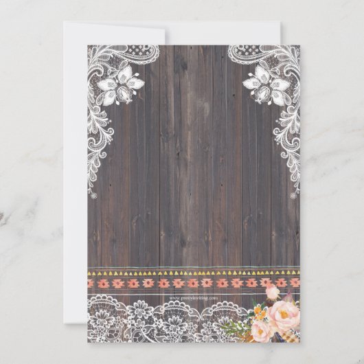 Rustieke Boho Bloemen en String Lights Vrijgezelle Kaart (Achterkant)