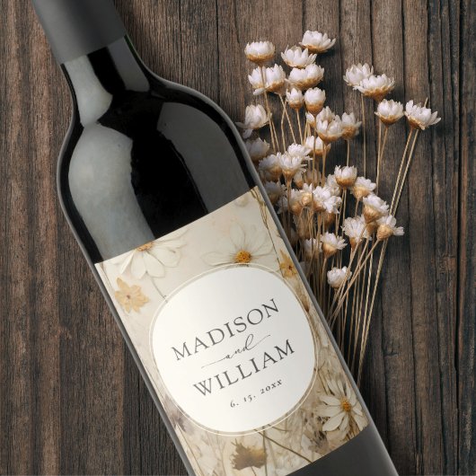 Rustieke Boho bloemen gepersonaliseerde bruiloft Wijn Etiket