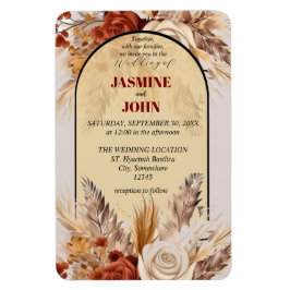 Rustieke Boho Bloemen Herfst Huwelijksuitnodiging Magneet