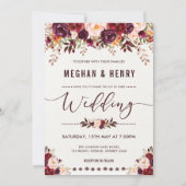 Rustieke Boho Bloemen Huwelijksuitnodiging Shabby Kaart (Voorkant)