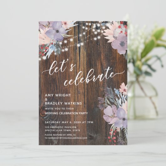 Rustieke Boho Bloemen & Lichten Laten we Feestvier Kaart (Staand voorkant)