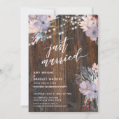 Rustieke Boho Bloemen & Lichten Net Getrouwd Kaart (Voorkant)