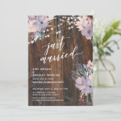Rustieke Boho Bloemen & Lichten Net Getrouwd Kaart (Staand voorkant)