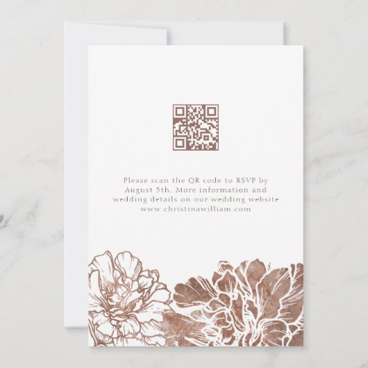 Rustieke Boho Bloemen Mocha Bruin Huwelijk QR Code Kaart (Achterkant)