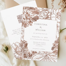 Rustieke Boho Bloemen Mocha Bruin Huwelijk QR Code