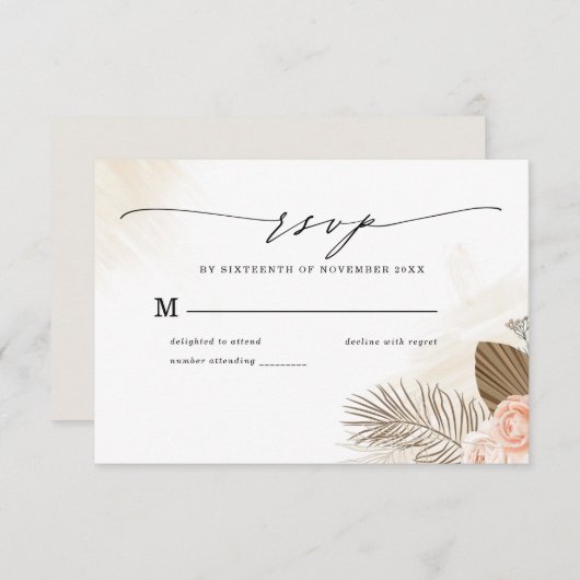 Rustieke Boho Bloemen Terracotta Bruiloft RSVP Kaa (Voorkant / Achterkant)