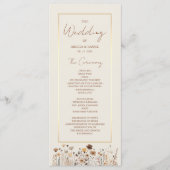 Rustieke Boho Bloemen Trouwprogramma Programmakaart (Voorkant)