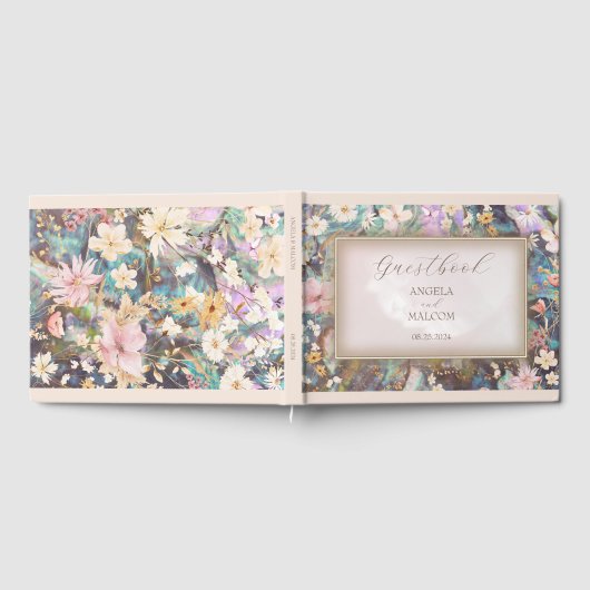 rustieke boho bloemenbruiloft gastenboek (Volledig)