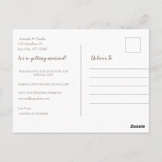 Rustieke Boho bloemenbruiloft Save the Date Briefk Briefkaart (Achterkant)