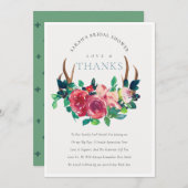 Rustieke Boho Bloemenhart Staggeweien Bruiloftsfee Bedankkaart (Voorkant / Achterkant)