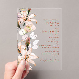 Rustieke Boho bloemenherfst herfst bruiloft Acryl Uitnodigingen