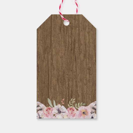 Rustieke Boho bloemenhout bruiloft gunst cadeau La Cadeaulabel (Achterkant)