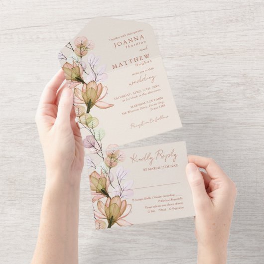 Rustieke Boho bloementerracotta herfst herfst brui All In One Uitnodiging (Afscheurbaar)