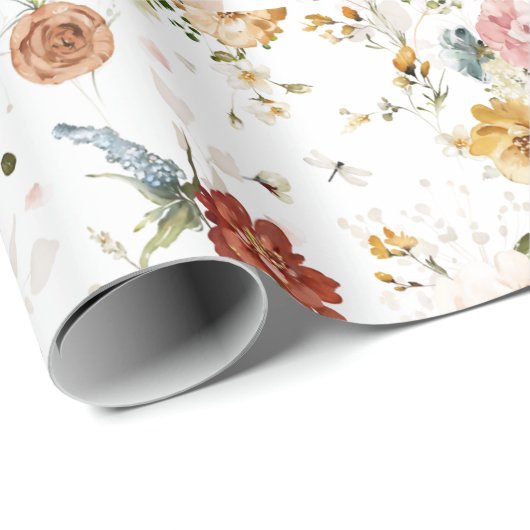 Rustieke Boho Bloementuin Cadeaupapier (Rol Hoek)