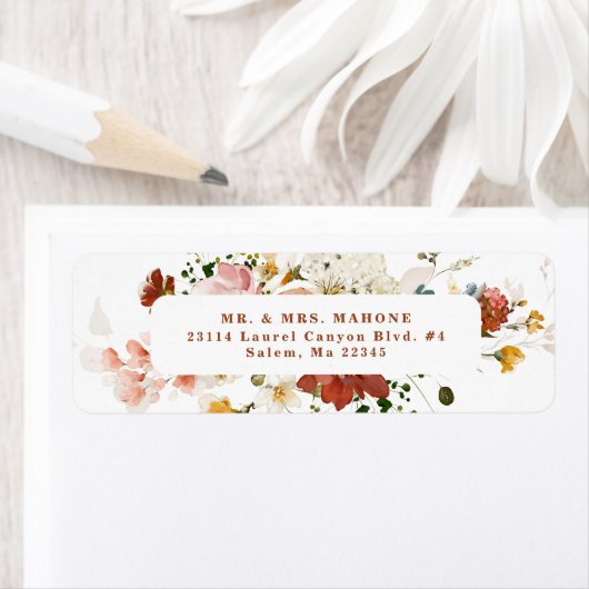 Rustieke Boho bloementuin retouradres Etiket (Insitu)