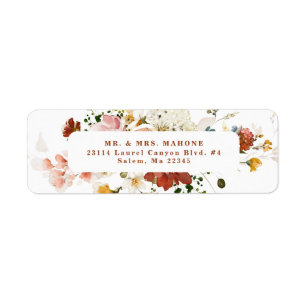 Rustieke Boho bloementuin retouradres Etiket