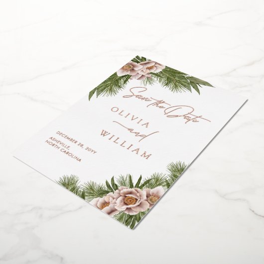 Rustieke Boho bloemenvakantie Save The Date Folie Uitnodiging (Gedraaid)