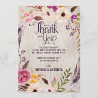 Rustieke Boho Bloemige Baby Shower Bedankkaart