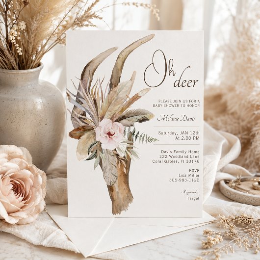 Rustieke Boho Bloemige Baby Shower Uitnodiging