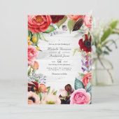 Rustieke Boho Bloemige Boheemse QR Code RSVP Huwel Kaart (Staand voorkant)
