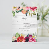 Rustieke Boho Bloemige Boheemse QR Code RSVP Trouw Kaartje (Staand voorkant)