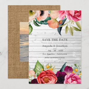 Rustieke Boho Bloemige Boheemse Trouwfoto Save The Date