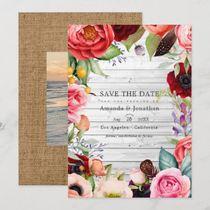 Rustieke Boho Bloemige Boheemse Trouwfoto Save The Date