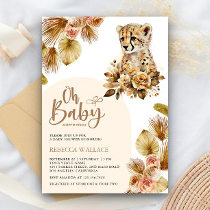 Rustieke Boho Bloemige Cheetah Meisje Baby Shower Kaart
