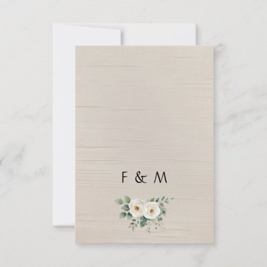 Rustieke Boho Bloemige Elegante Witte Rozen Save The Date (Achterkant)