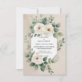 Rustieke Boho Bloemige Elegante Witte Rozen Save The Date