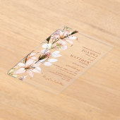 Rustieke Boho Bloemige Herfst Bruiloft Acryl Uitnodigingen (Laagn)