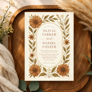 Rustieke Boho Bloemige Herfst Bruiloft Kaart