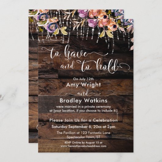 Rustieke Boho Bloemige Ontvangst met 'Tot dat de D Kaart (Voorkant / Achterkant)