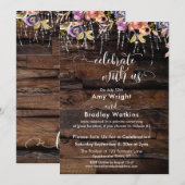 Rustieke Boho Bloemige Vier Met Ons Ontvangst Kaart (Voorkant / Achterkant)