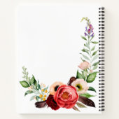 Rustieke Boho Bloemige Waterverf met Uw Naam Notitieboek (Achterkant)